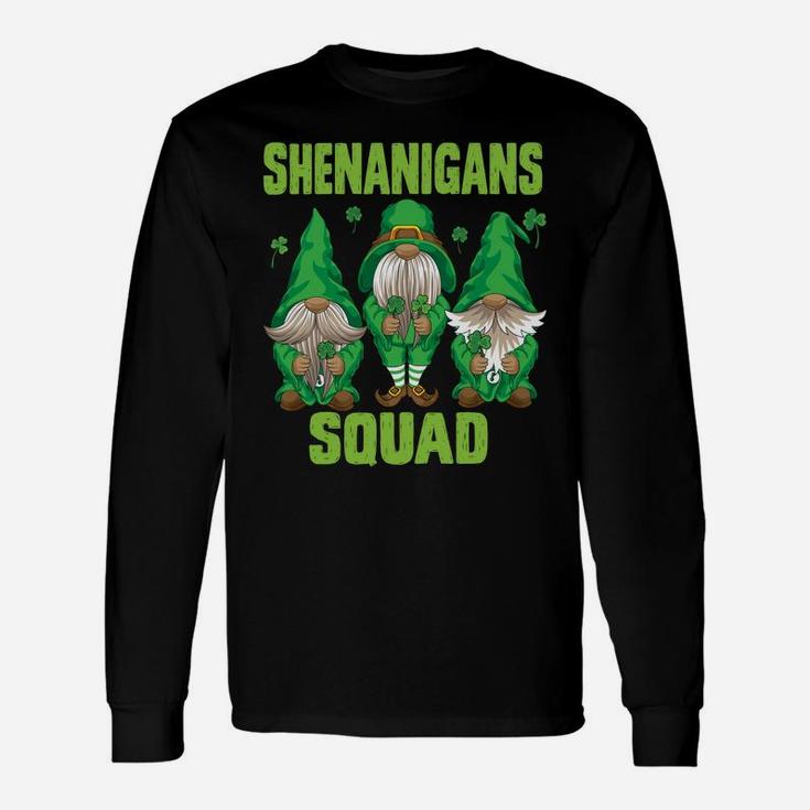Shenanigans Squad Three Lucky Gnome Shamrock St Patrick Day Sweatshirt Unisex Long Sleeve