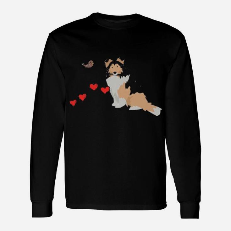 Shetland Sheepdog Valentines Day Sheltie Long Sleeve T-Shirt