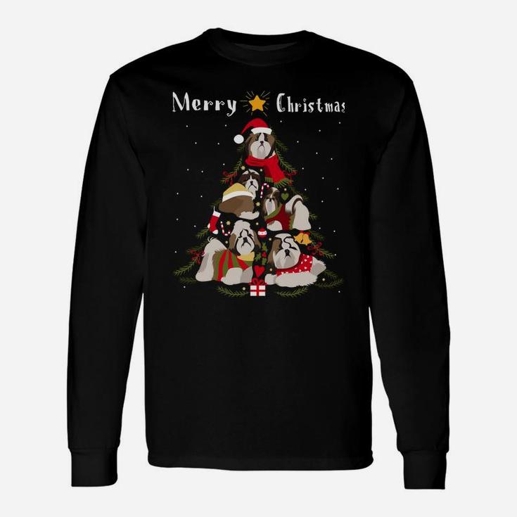 Shih Tzu Christmas Tree Xmas Dog Lover Sweatshirt Unisex Long Sleeve