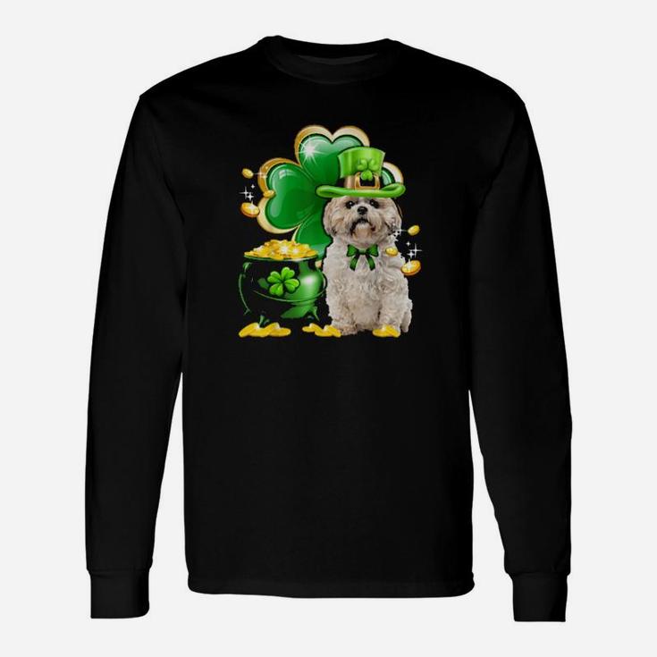 Shih Tzu Dog Shamrock Irish Saint St Patrick Day Long Sleeve T-Shirt