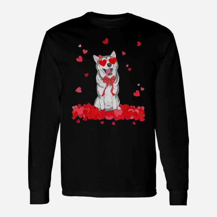 Siberian Husky Dog Valentines Day Long Sleeve T-Shirt
