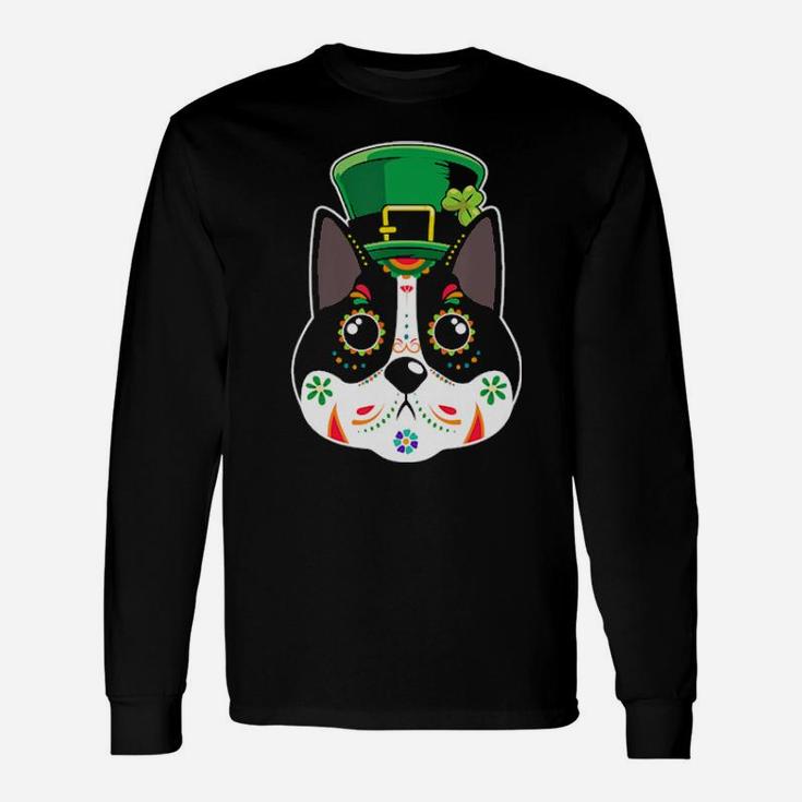 Skull Dog Face St Patrick Day Akita Long Sleeve T-Shirt