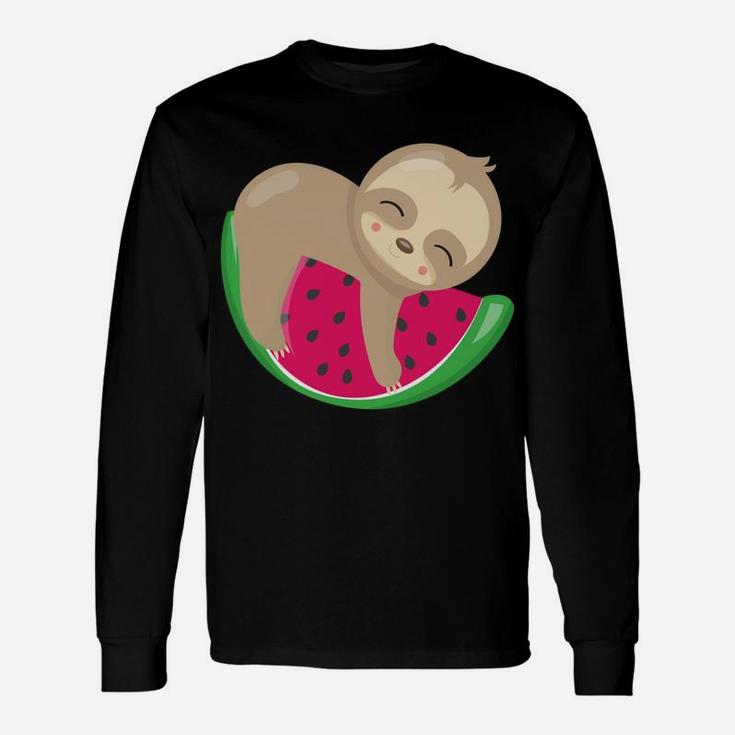 Sloth Watermelon Fruit Funny Animal Gift Unisex Long Sleeve