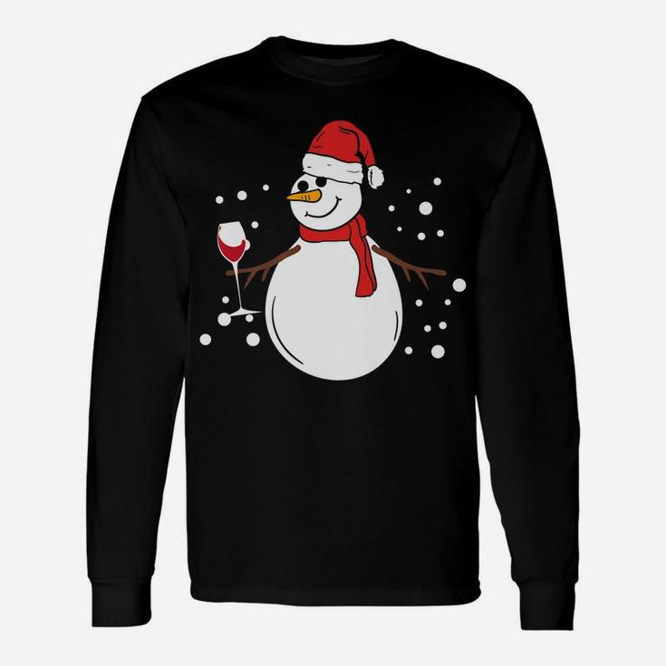 Snowman Red Wine Lover Funny Christmas Holidays Unisex Long Sleeve