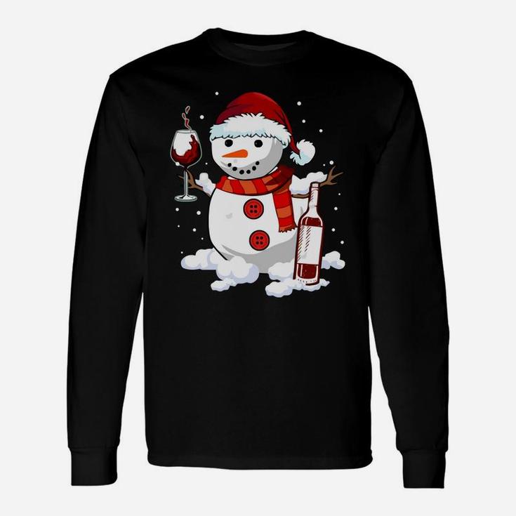 Snowman Wine Christmas 2019 Gift - Drinking Xmas Wine Lovers Sweatshirt Unisex Long Sleeve