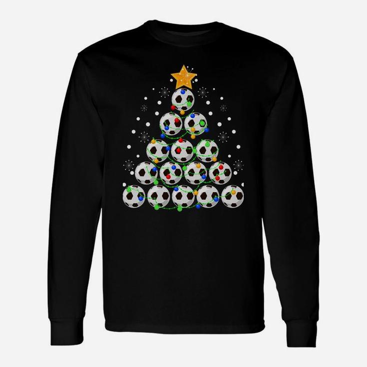 Soccer Balls Christmas Tree Funny Soccer Lovers Xmas Gift Sweatshirt Unisex Long Sleeve