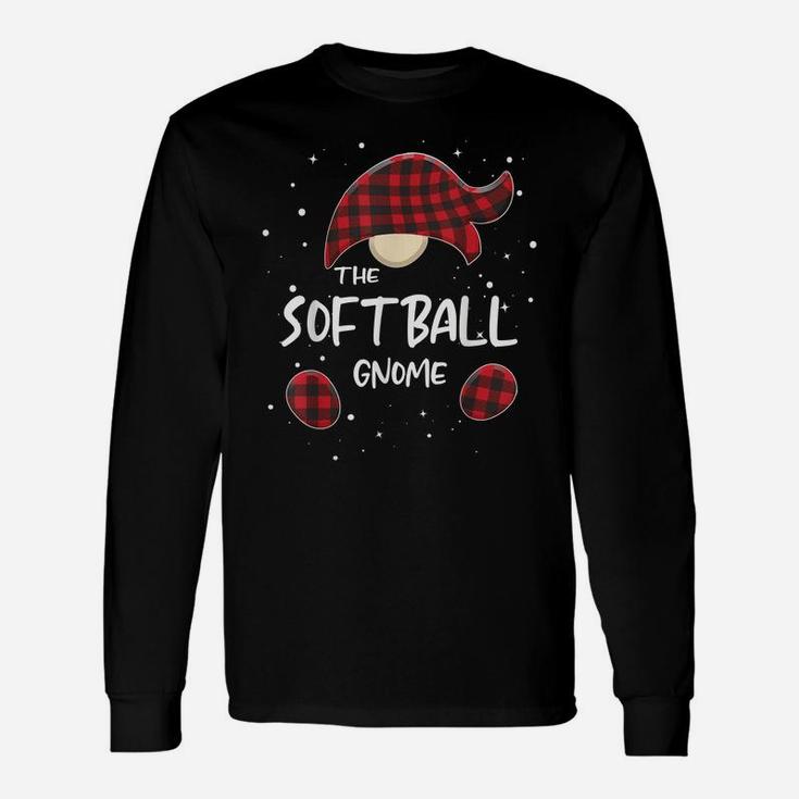 Softball Gnome Plaid Matching Family Christmas Pajamas Gift Unisex Long Sleeve
