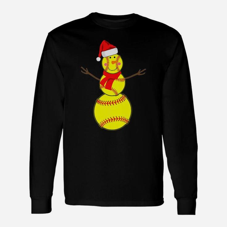 Softball Snowman Christmas Santa Hat Scarf Matching Pajama Unisex Long Sleeve