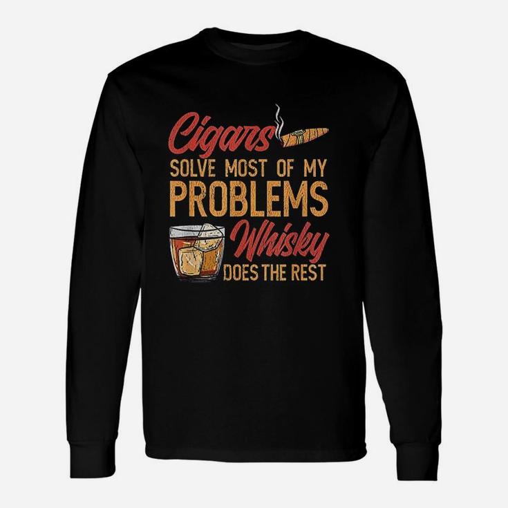 Solves Most Of My Problems And Whisky Helps Unisex Long Sleeve