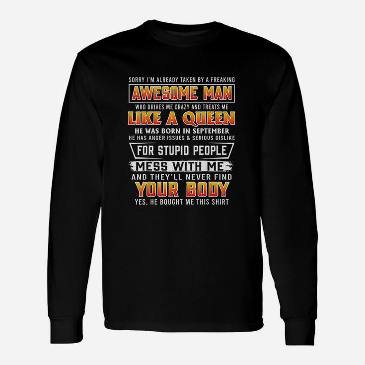 Sorry I Am Already Taken By A September Awesome Unisex Long Sleeve