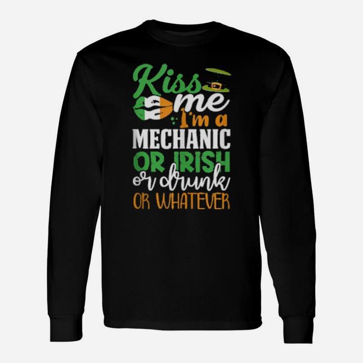 St Patrick's Day Irish Mechanic Kiss Me Drunk Long Sleeve T-Shirt