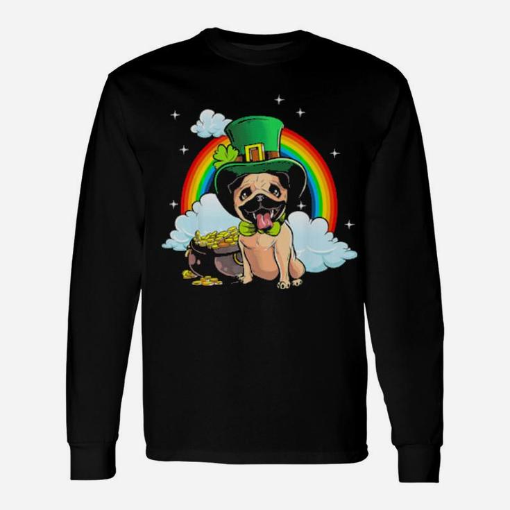 St Patricks Day Pug Dog Irish Shamrock Long Sleeve T-Shirt