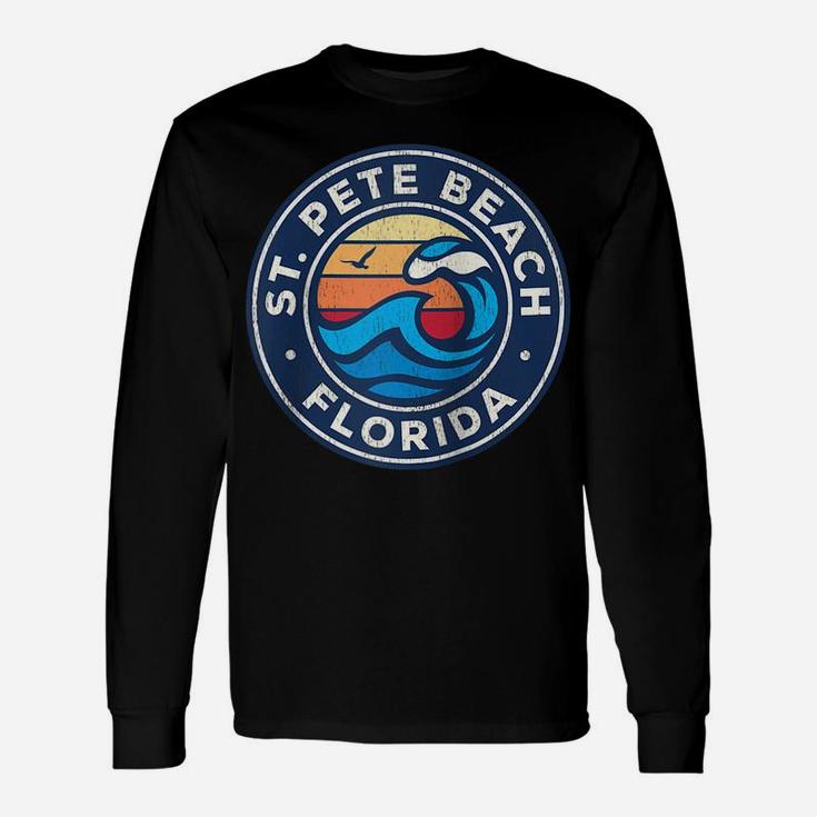 St Pete Beach Florida Fl Vintage Nautical Waves Design Raglan Baseball Tee Unisex Long Sleeve