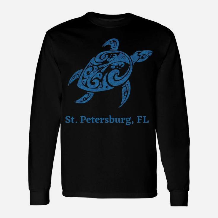 St Petersburg, Florida Blue Tribal Save The Sea Turtle Unisex Long Sleeve