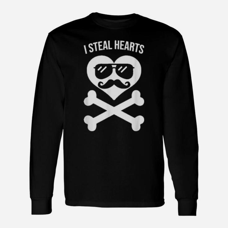 I Steal Hearts Skull Pirate Valentines Day Long Sleeve T-Shirt