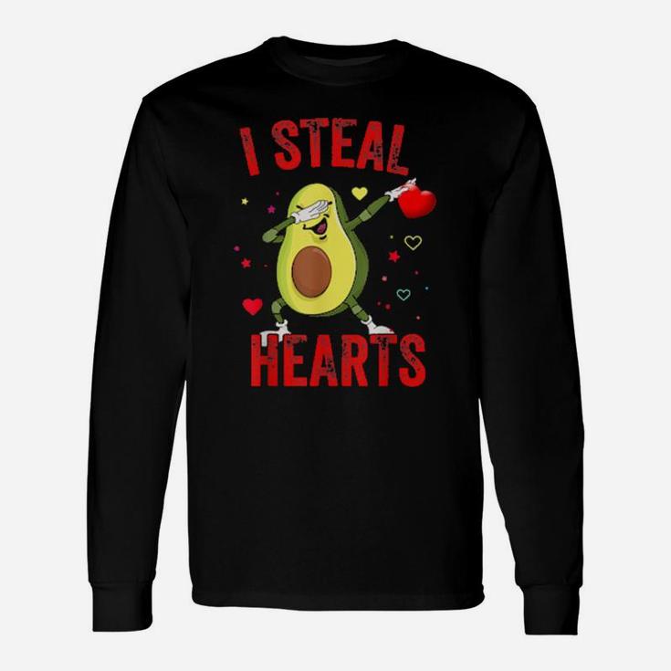 I Steal Hearts Valentines Day Dabbing Avocado Long Sleeve T-Shirt
