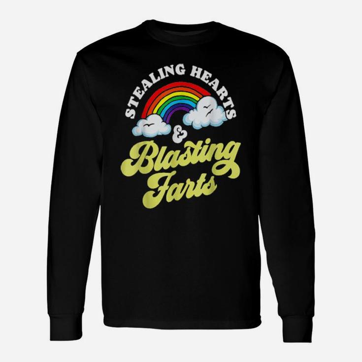 Stealing Hearts And Blasting Farts Rainbow Valentines Long Sleeve T-Shirt