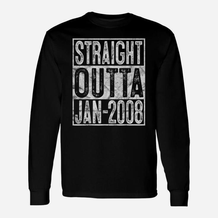 Straight Outta January 2008 12Th Birthday Gift 12 Year Old Unisex Long Sleeve