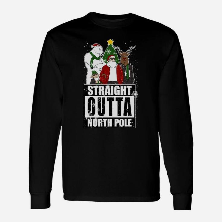 Straight Outta North Pole Santa Claus Christmas Family Squad Sweatshirt Unisex Long Sleeve