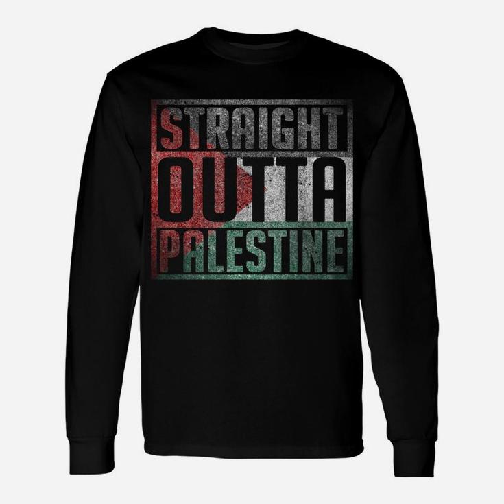 Straight Outta Palestine, Free Palestina, Palestine Flag Unisex Long Sleeve