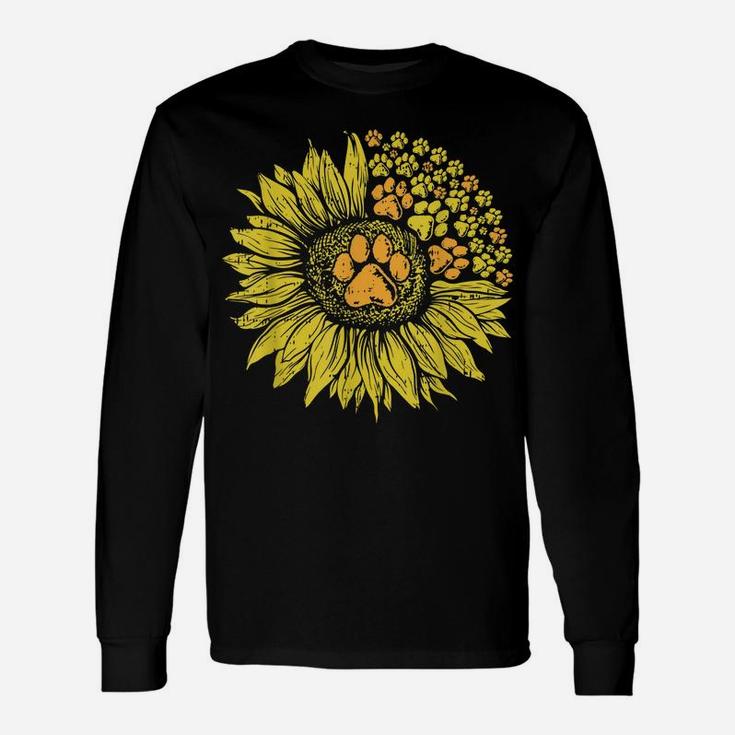 Sunflower Dog Paw Print Puppy Pet Cool Animal Lover Gift Unisex Long Sleeve