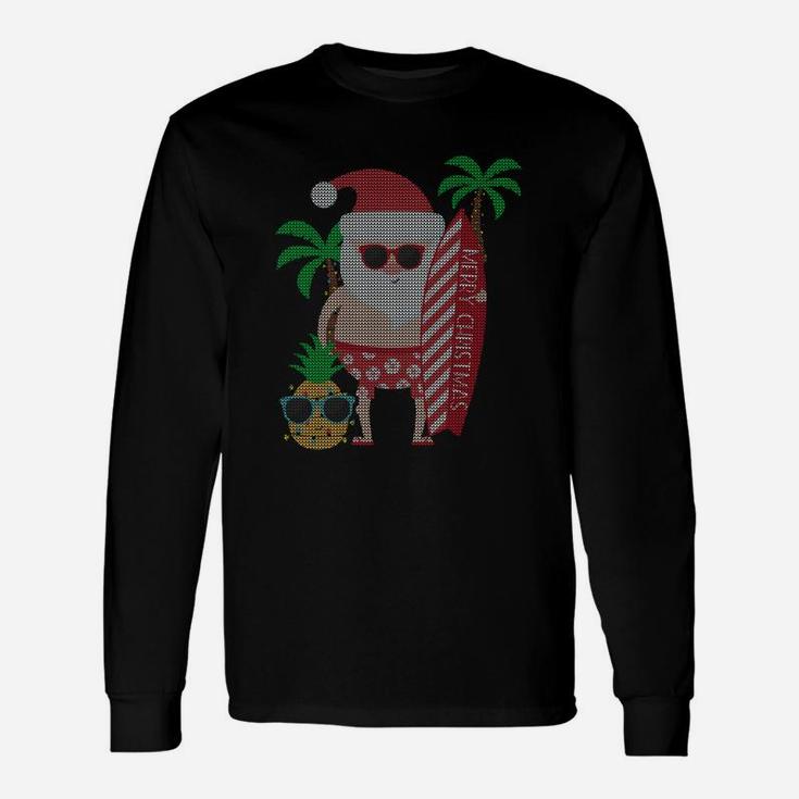 Surfing Santa Ugly Sweater Sweatshirt Xmas Gift For Him Men Unisex Long Sleeve