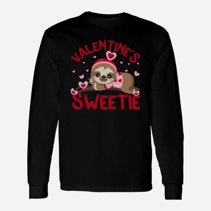 Sweetie Valentines Day Cute Sloth Valentine Happy Valentines Day Long Sleeve T-Shirt
