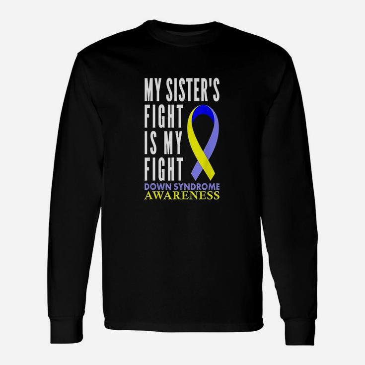Syndrome Awareness Gifts Day Sister Yellow Blue Ribbon Unisex Long Sleeve