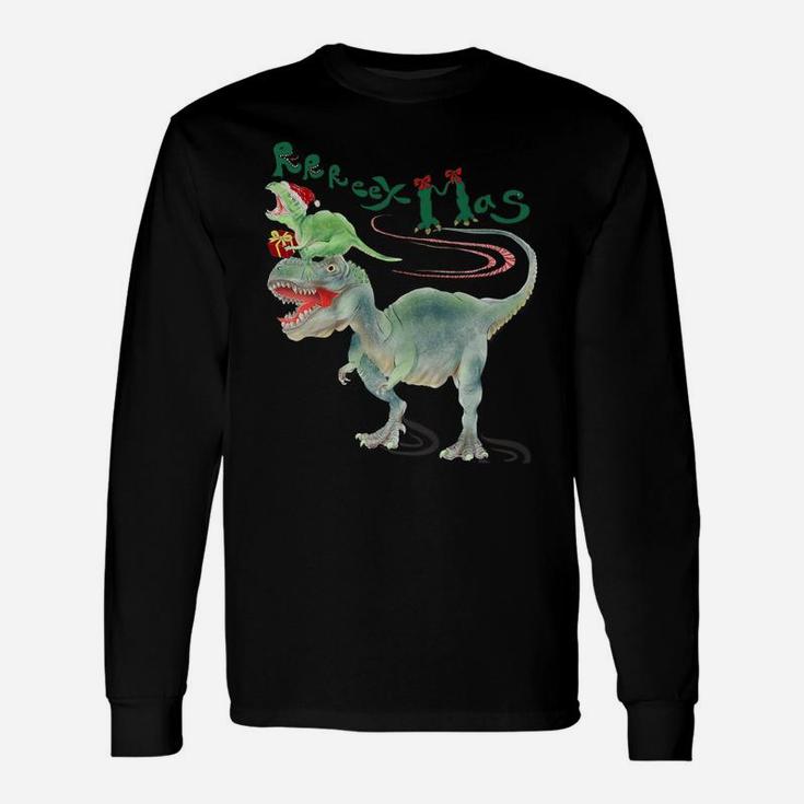 T-Rex And Baby Rex Dinosaur Christmas Xmas Unisex Long Sleeve