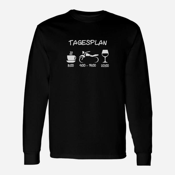 Tagesplan Langarmshirts: Kaffee, Arbeit, Fahrrad, Wein Motiv Lustiges Tee