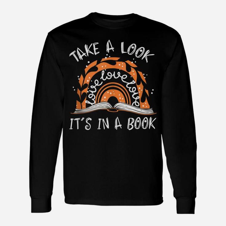 Take A Look It's In A Book Boho Rainbow Funny Reader Unisex Long Sleeve