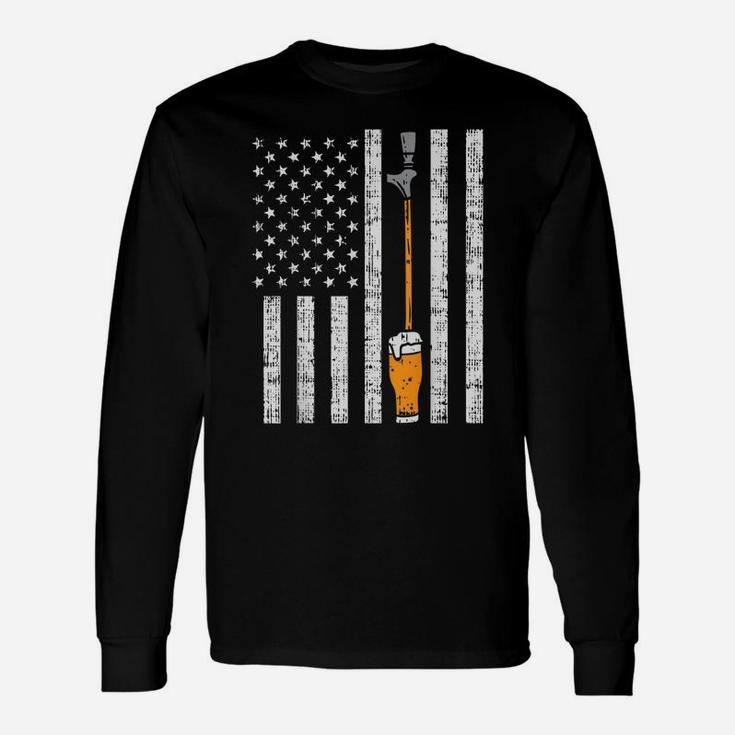 Tap Beer Us Flag Fun Draft Draught Fathers Day Men Dad Gift Unisex Long Sleeve