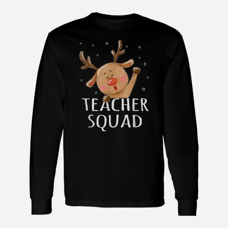 Teacher Squad Reindeer Funny Teacher Christmas Xmas Cute Unisex Long Sleeve