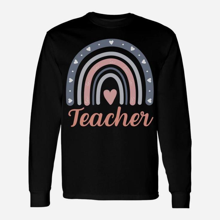 Teacher Vintage Boho Rainbow Teacher Love Sweatshirt Unisex Long Sleeve