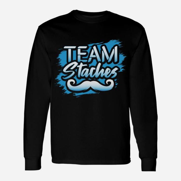 Team Staches Gender Reveal Baby Shower Party Lashes Idea Unisex Long Sleeve