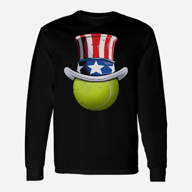 Tennis Ball 4Th Of July Uncle Sam American Flag Long Sleeve T-Shirt