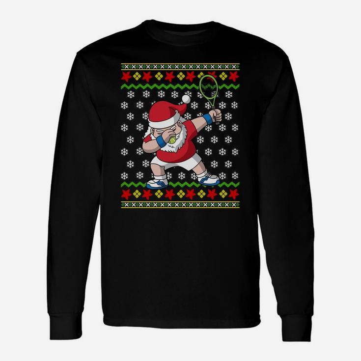 Tennis Santa Claus Ugly Christmas Sweater Pattern Unisex Long Sleeve
