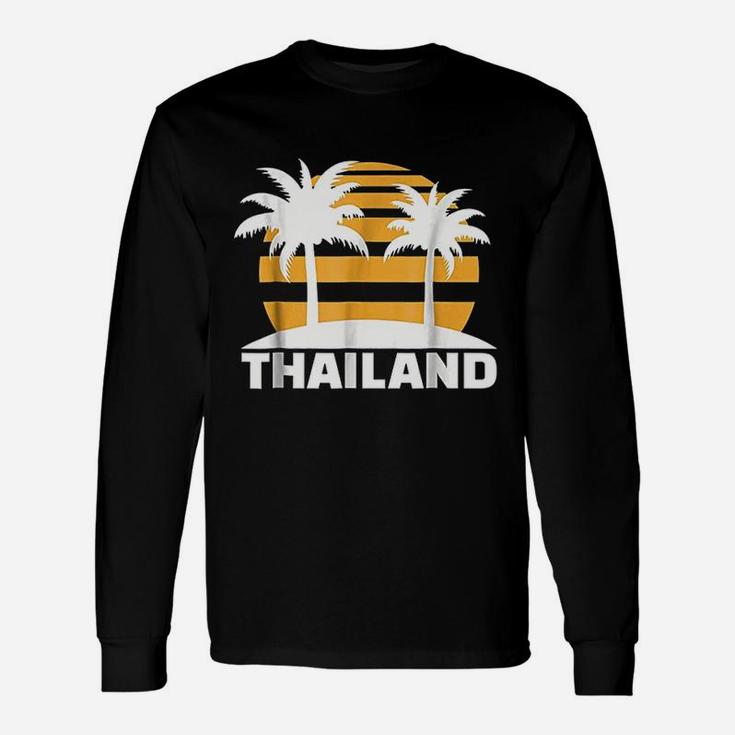 Thailand With Palm Tree And Sunset Retro Unisex Long Sleeve