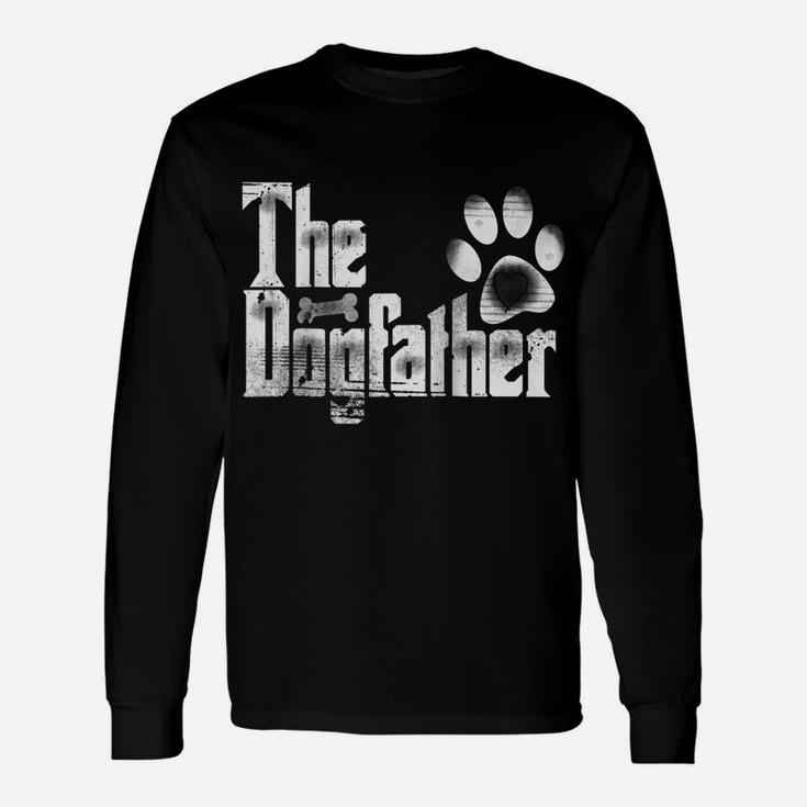 The Dogfather Bone Dog Lover Dad Funny Father's Day Gifts Raglan Baseball Tee Unisex Long Sleeve