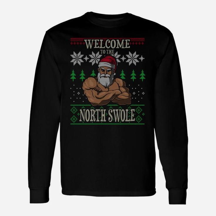 The North Swole Santa Claus Christmas Gym Pun Sweatshirt Unisex Long Sleeve