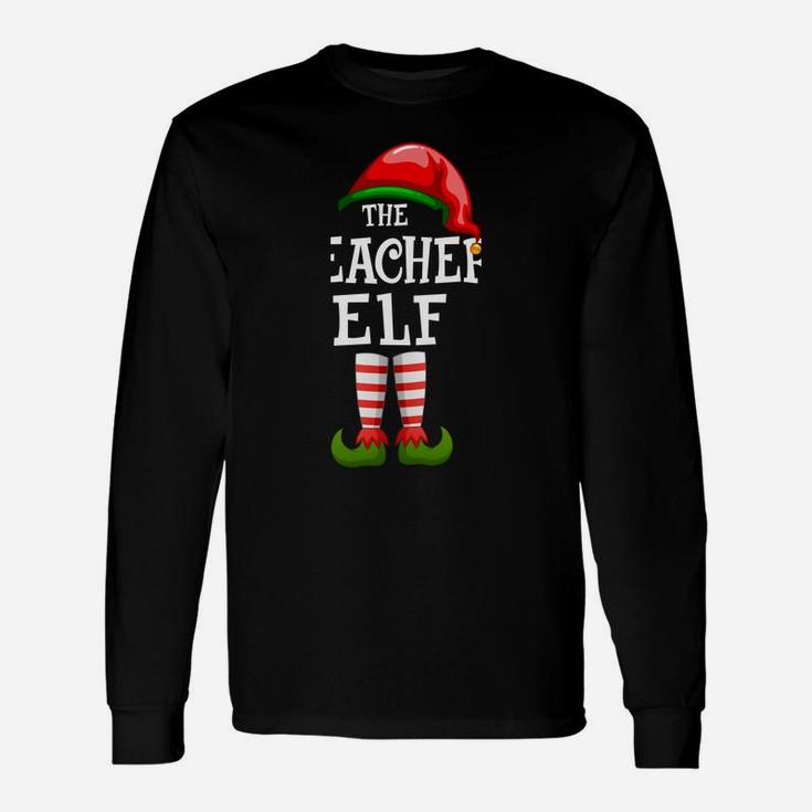 The Teacher Elf Family Matching Christmas Group Gifts Pajama Sweatshirt Unisex Long Sleeve