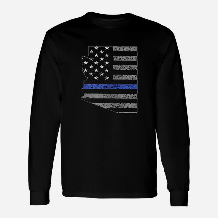 Thin Blue Line Us States With Usa Flag Police Week Unisex Long Sleeve