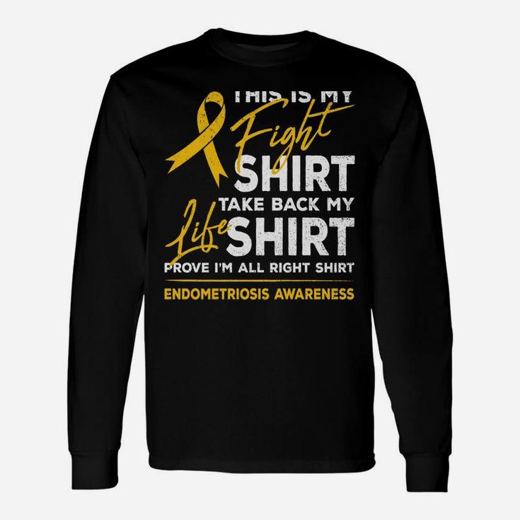 This Is My Fight Shirt Endometriosis Awareness Yellow Ribbon Unisex Long Sleeve