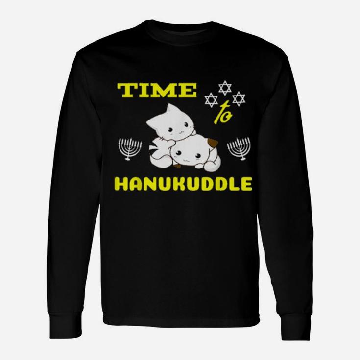 Time To Hanukuddle Hanukkah Cats Cuddling Cat Long Sleeve T-Shirt