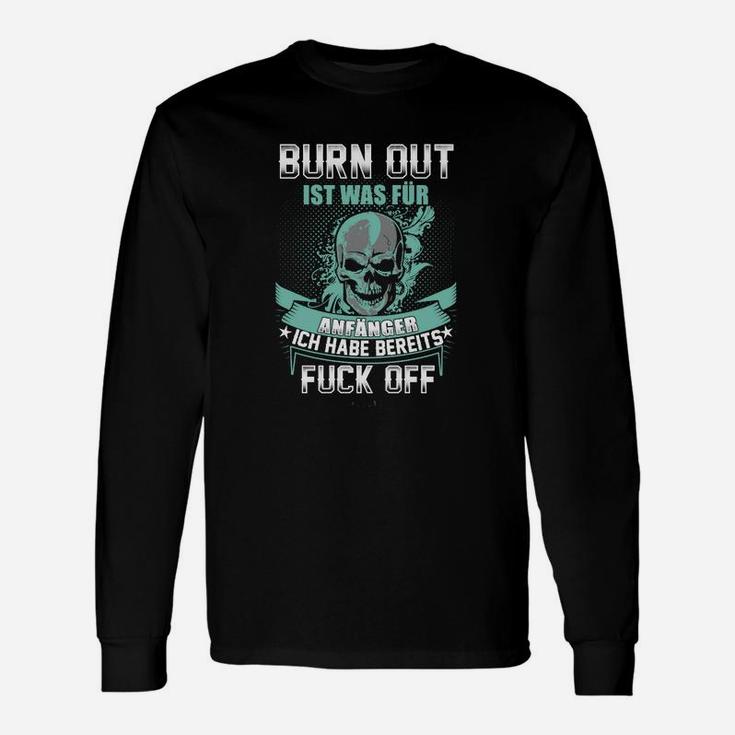 Totenkopf Schwarzes Langarmshirts mit Burn Out Statement, Modisches Print-Design