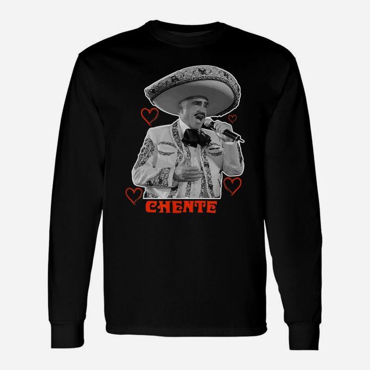 Tribute Chente Design With Red Heart Vicente Fernández Unisex Long Sleeve