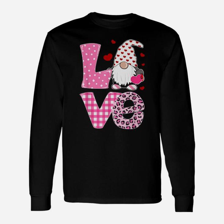 Tu Love Gnome Pink Leopard Plaid Costume Valentine Long Sleeve T-Shirt