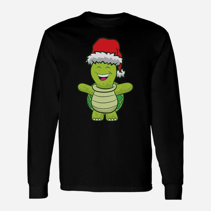 Turtle With Santa Hat Cute Turtle Christmas Sweatshirt Unisex Long Sleeve