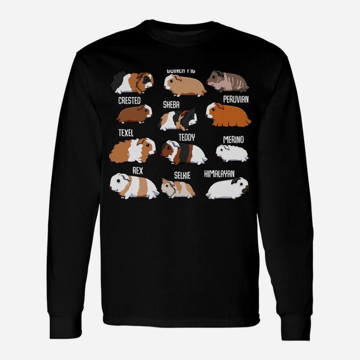 Types Of Guinea Pigs Household Pet Animal Rodent Fluffy Cute Sweatshirt Unisex Long Sleeve