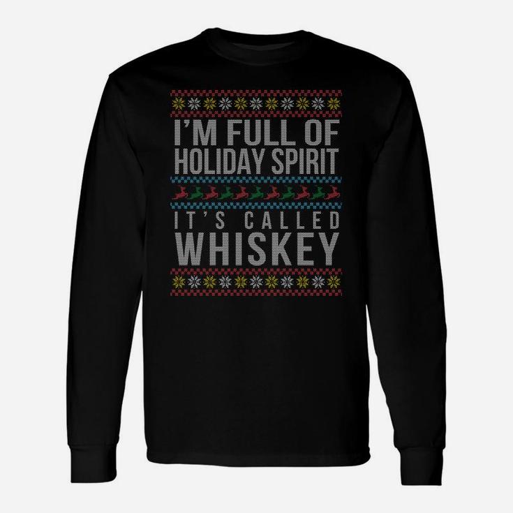 Ugly Christmas Drinking Design Funny Whiskey Holiday Gift Sweatshirt Unisex Long Sleeve